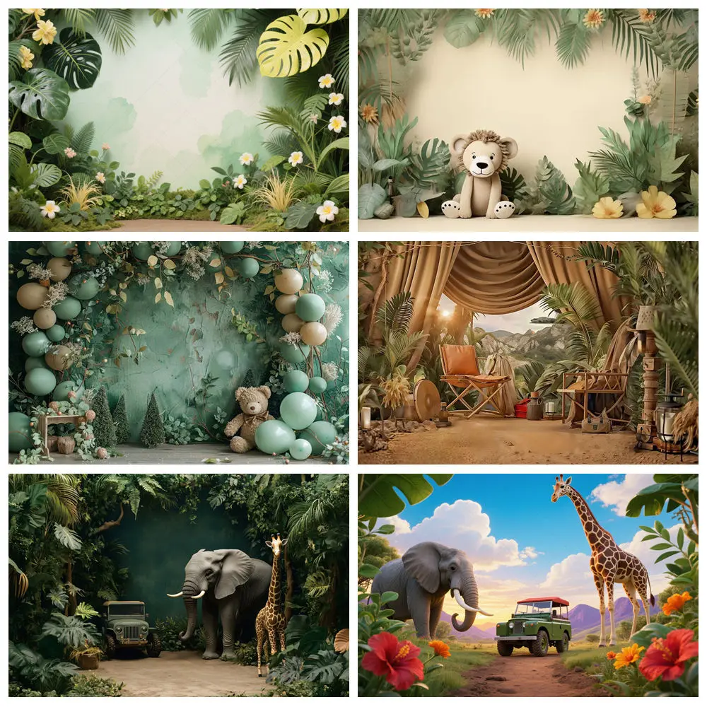 Safari Jungle Photography Background Custom Decor Wild Animals Balloons Child 1st Birthday Party Cake Portrait Photography Props
Safari Jungle Photography Background Custom Decor Wild Animals Balloons Child 1st Birthday Party Cake Portrait Photography Props