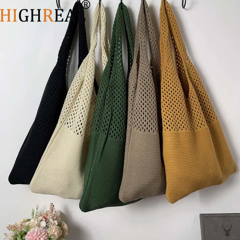 HIGHREAL Hollow Woven Women Shoulder Bag Knitting Handbags Large Capacity Tote Bags For Ladies Summer Beach Travel Shopper Purse
HIGHREAL Hollow Woven Women Shoulder Bag Knitting Handbags Large Capacity Tote Bags For Ladies Summer Beach Travel Shopper Purse