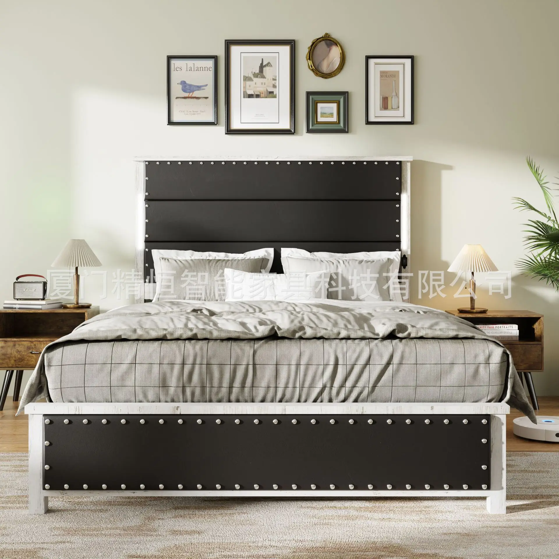 LTT black soft bed master bedroom double bed American small apartment bed frame
LTT black soft bed master bedroom double bed American small apartment bed frame
