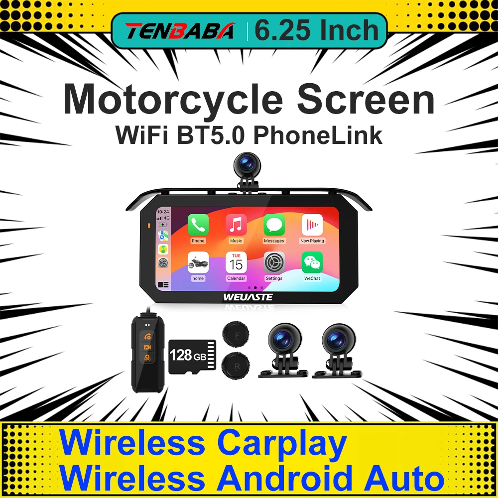 6.25 inch Motorcycle Moto Carplay Android Auto Dash Cam TPMS 1080P Screen HiCar Light Sensor Loop Recording Wired Controll Moto
6.25 inch Motorcycle Moto Carplay Android Auto Dash Cam TPMS 1080P Screen HiCar Light Sensor Loop Recording Wired Controll Moto