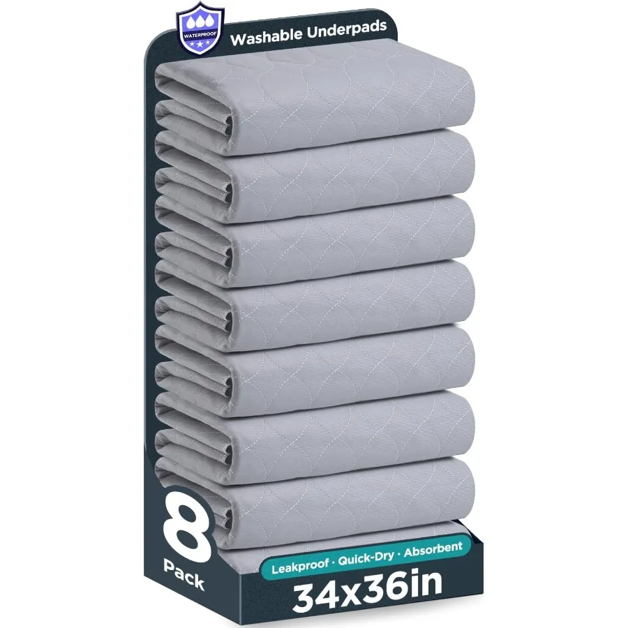 Washable Bed Pads 34" x 36" - 8 Pack Grey Waterproof Bed Pads for Incontinence Bed Wetting Pads for Bed Sofa Floor Resuable Und
Washable Bed Pads 34" x 36" - 8 Pack Grey Waterproof Bed Pads for Incontinence Bed Wetting Pads for Bed Sofa Floor Resuable Und