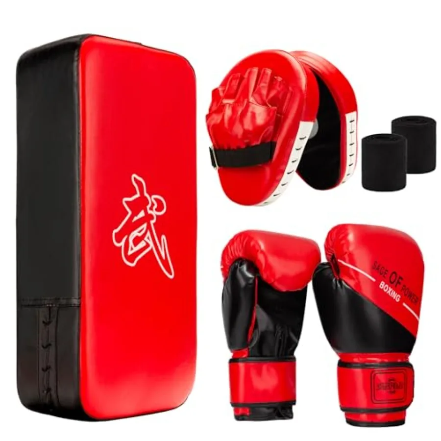4-in-1 Boxing Pads Gloves Kick Punching Mitts Set, Leather Hand Target Focus Pads, MMA Muay Thai Pads for Kicking Taekwondo Kar
4-in-1 Boxing Pads Gloves Kick Punching Mitts Set, Leather Hand Target Focus Pads, MMA Muay Thai Pads for Kicking Taekwondo Kar