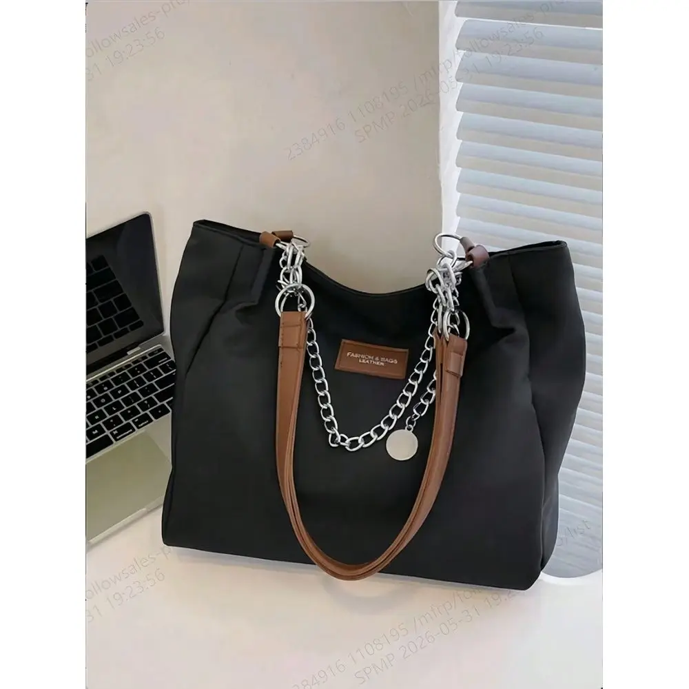 Solid Nylon Chain Decoration Backpack Handbag, Minimalistic Lightweight Large Capacity Shopping Bag For Daily Office Work And T
Solid Nylon Chain Decoration Backpack Handbag, Minimalistic Lightweight Large Capacity Shopping Bag For Daily Office Work And T