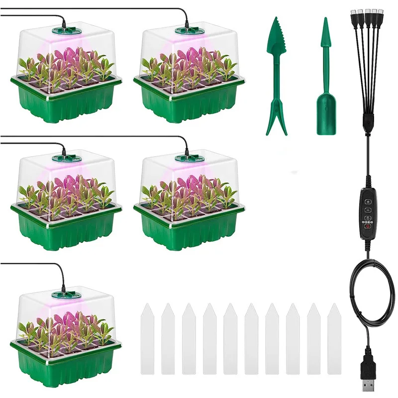 Seed starter tray with grow lights, seed germination kits with adjustable humidity dome, mini greenhouse for seed germination
Seed starter tray with grow lights, seed germination kits with adjustable humidity dome, mini greenhouse for seed germination