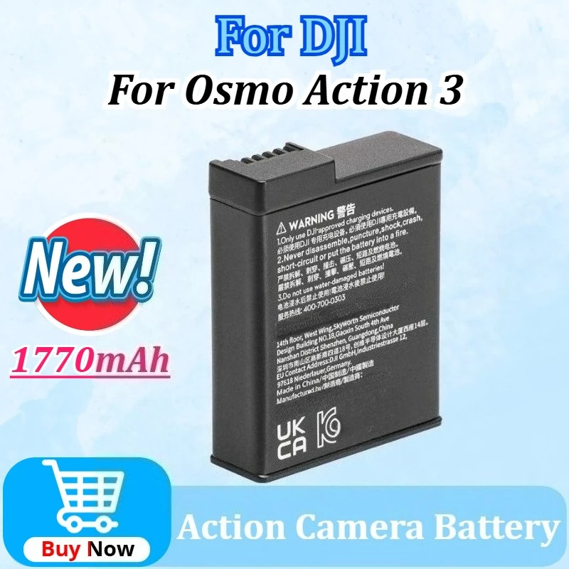 Upgraded for DJI Osmo Action 3 Extreme Camera Battery 3.65V 1770mAh 6.81Wh Supports Up To 160 Minutes of Battery Life in Stock
Upgraded for DJI Osmo Action 3 Extreme Camera Battery 3.65V 1770mAh 6.81Wh Supports Up To 160 Minutes of Battery Life in Stock
