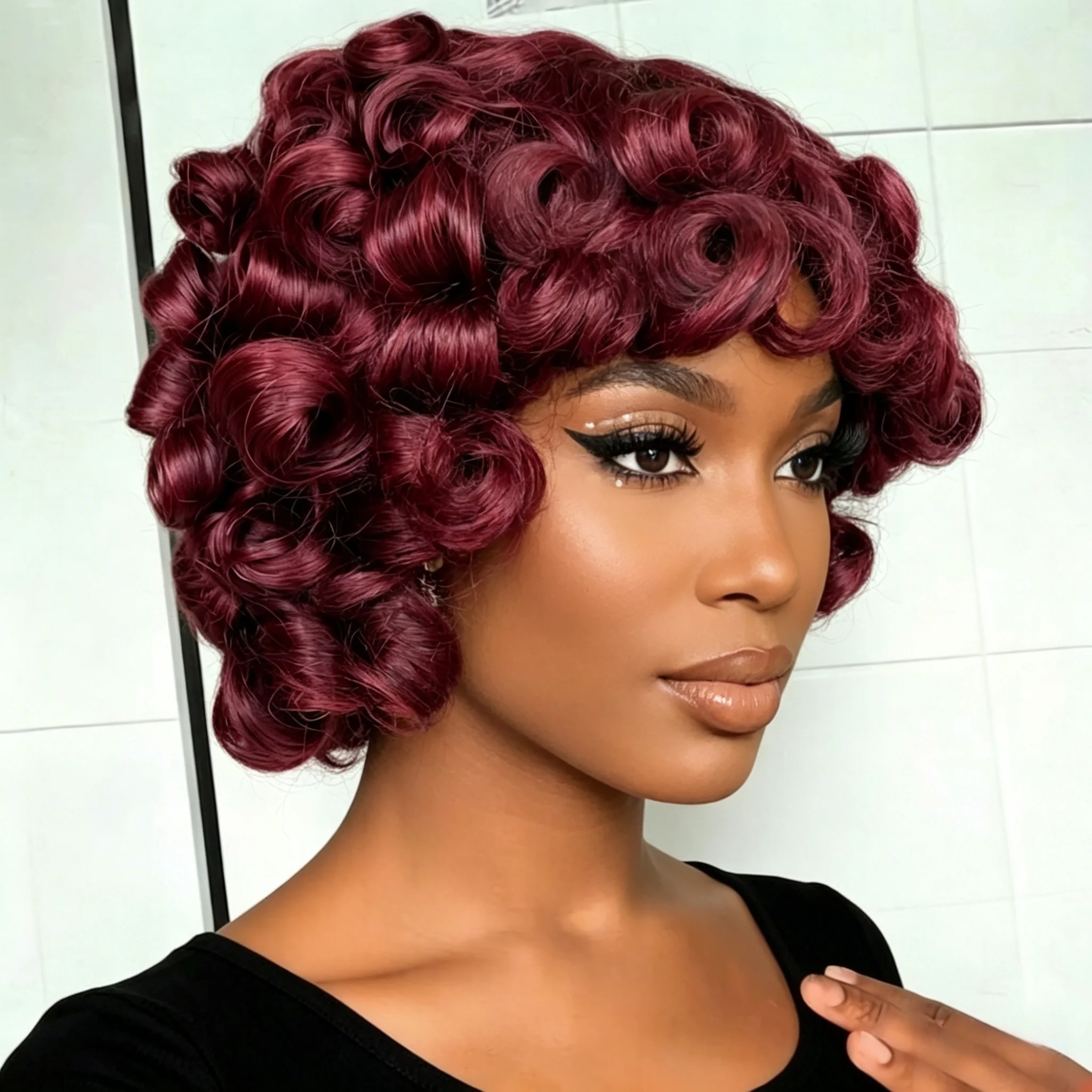 300% Density Bouncy Curly Short Human Hair Wig with Bangs Full Machine Made Loose Texture Pixie Cut Bob for Women
300% Density Bouncy Curly Short Human Hair Wig with Bangs Full Machine Made Loose Texture Pixie Cut Bob for Women