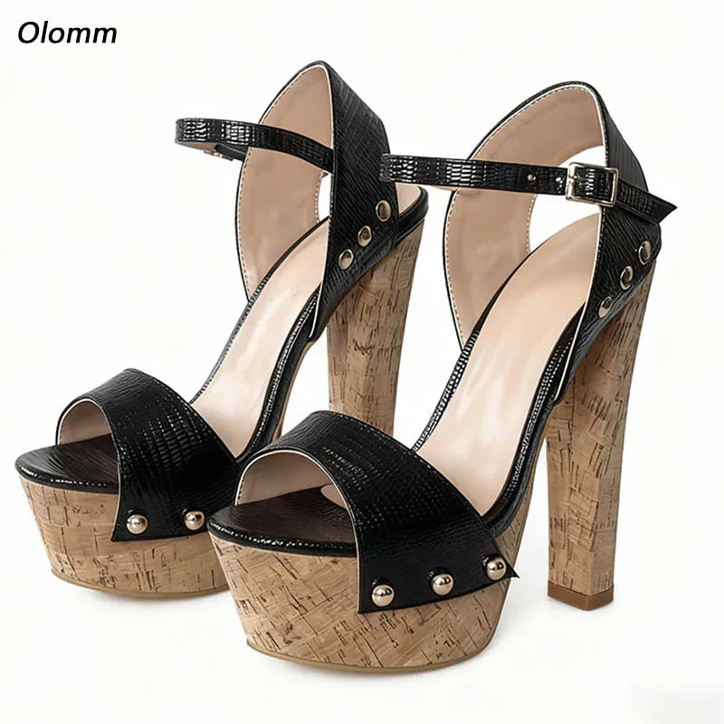 Olomm Handmade Black Litchi Pattern Leather Platform Sandals - Cork Wedge Heels - Peep Toe-Ankle Strap Ladies US Plus Size 35-48
Olomm Handmade Black Litchi Pattern Leather Platform Sandals - Cork Wedge Heels - Peep Toe-Ankle Strap Ladies US Plus Size 35-48