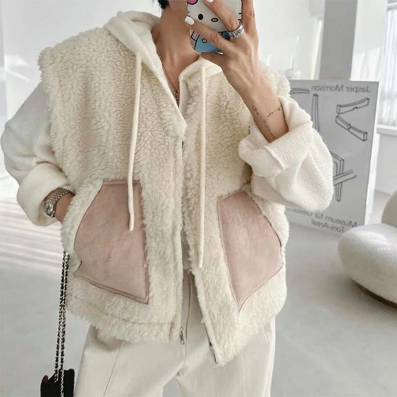 Women's Loose Lamb Fur Vest Outerwear Winter Suede Patchwork Double-Sided Wear round Ne ort Bal Faionable
Women's Loose Lamb Fur Vest Outerwear Winter Suede Patchwork Double-Sided Wear round Ne ort Bal Faionable