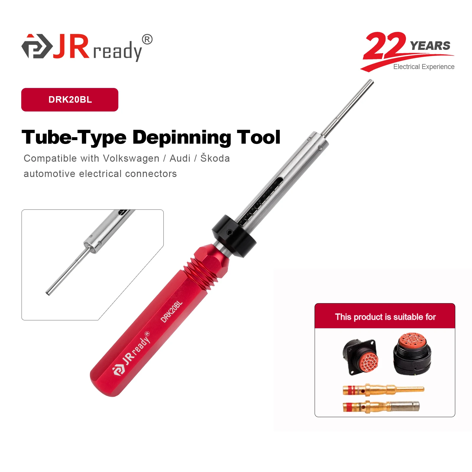 JRready DRK20BL Terminal Extraction Tool Applied to Remove MIL-Standard Barrel Contact For MIL-DTL-26482 Electric Connectors
JRready DRK20BL Terminal Extraction Tool Applied to Remove MIL-Standard Barrel Contact For MIL-DTL-26482 Electric Connectors