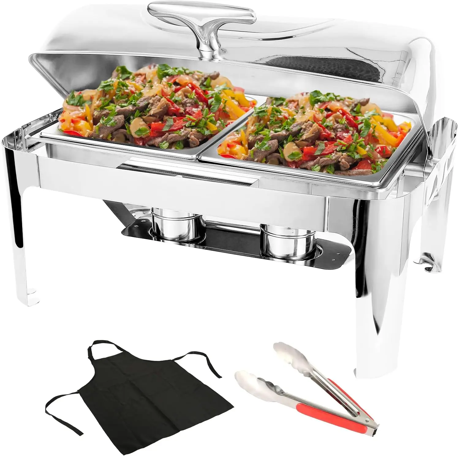 Roll Top Chafing Dish Buffet Set w/Visible Window, 9QT Stainless Steel Chafers and Buffet Warmer for Catering with Half Size Foo
Roll Top Chafing Dish Buffet Set w/Visible Window, 9QT Stainless Steel Chafers and Buffet Warmer for Catering with Half Size Foo
