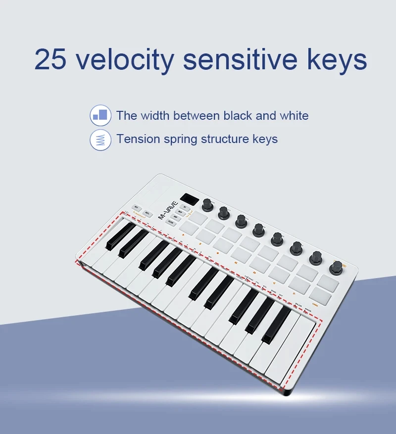 M-VAVE SMK-25-II MIDI Keyboard 25 Velocity Keys+16 RGB Pads Wireless DAW Control Smart Chord Mode Mini Portable USB Keyboard
M-VAVE SMK-25-II MIDI Keyboard 25 Velocity Keys+16 RGB Pads Wireless DAW Control Smart Chord Mode Mini Portable USB Keyboard