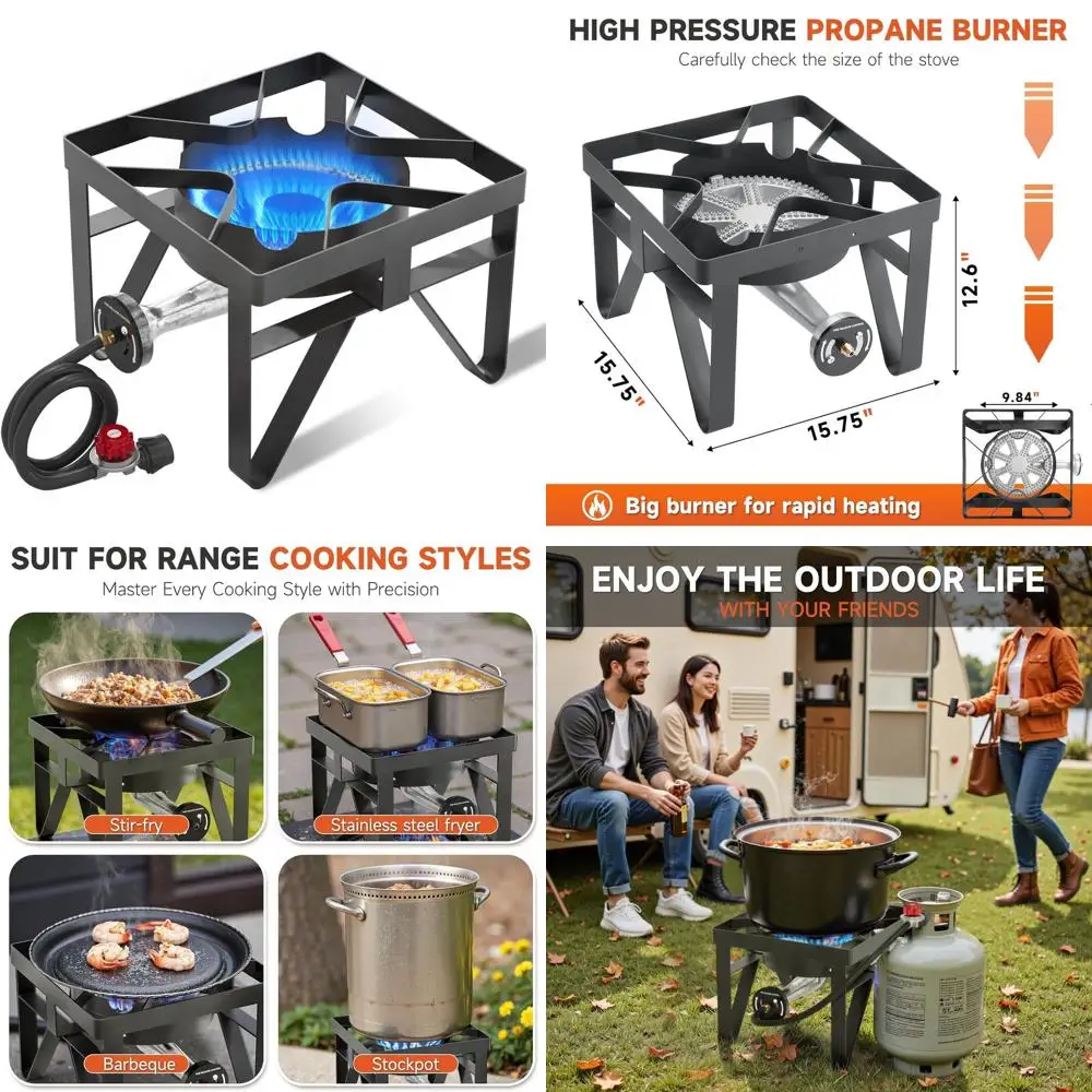 Propane Burner, 200,000 BTU High Pressure Gas Stove with 0-20 PSI Regulator, Portable Camping Stove Outdoor Propane Stove for Ca
Propane Burner, 200,000 BTU High Pressure Gas Stove with 0-20 PSI Regulator, Portable Camping Stove Outdoor Propane Stove for Ca