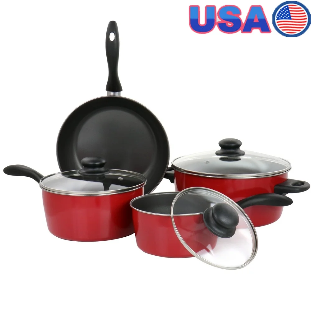 7 Piece Nonstick Carbon Steel Cookware Set with Cool Bak Handles Tempered Glass Lids Easy Clean Up Kitchen Essentials
7 Piece Nonstick Carbon Steel Cookware Set with Cool Bak Handles Tempered Glass Lids Easy Clean Up Kitchen Essentials