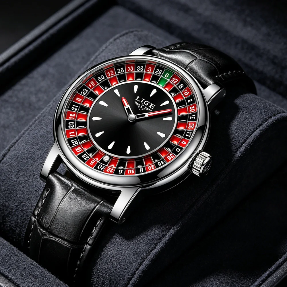LIGE Creative Silver Men Watch Roulette Game Dial Fashion Mens Watches Waterproof Luminous Leather Quartz Wristwatches Reloj+Box
LIGE Creative Silver Men Watch Roulette Game Dial Fashion Mens Watches Waterproof Luminous Leather Quartz Wristwatches Reloj+Box