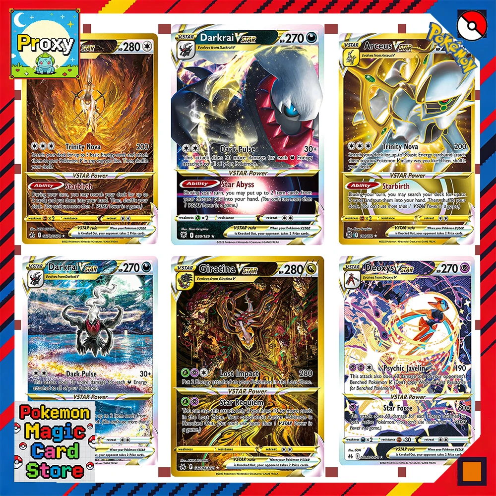 Карты покемонов Proxy V-Star Set Редкая радужная карта Silver Tempest (SIT) Brilliant Stars (BRS) Lost Origin (LOR) PTCG Для фанатов
Карты покемонов Proxy V-Star Set Редкая радужная карта Silver Tempest (SIT) Brilliant Stars (BRS) Lost Origin (LOR) PTCG Для фанатов