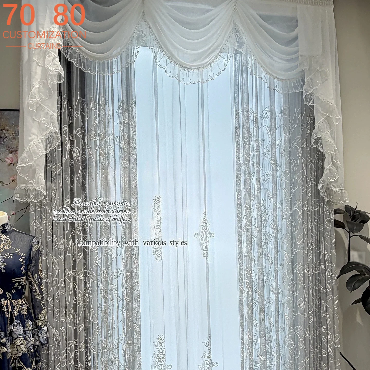New Retro Grey Leaf Embroidered Disc Rope Embroidered Gauze Curtain Customized Partition Curtain for Bedroom and Living Room
New Retro Grey Leaf Embroidered Disc Rope Embroidered Gauze Curtain Customized Partition Curtain for Bedroom and Living Room