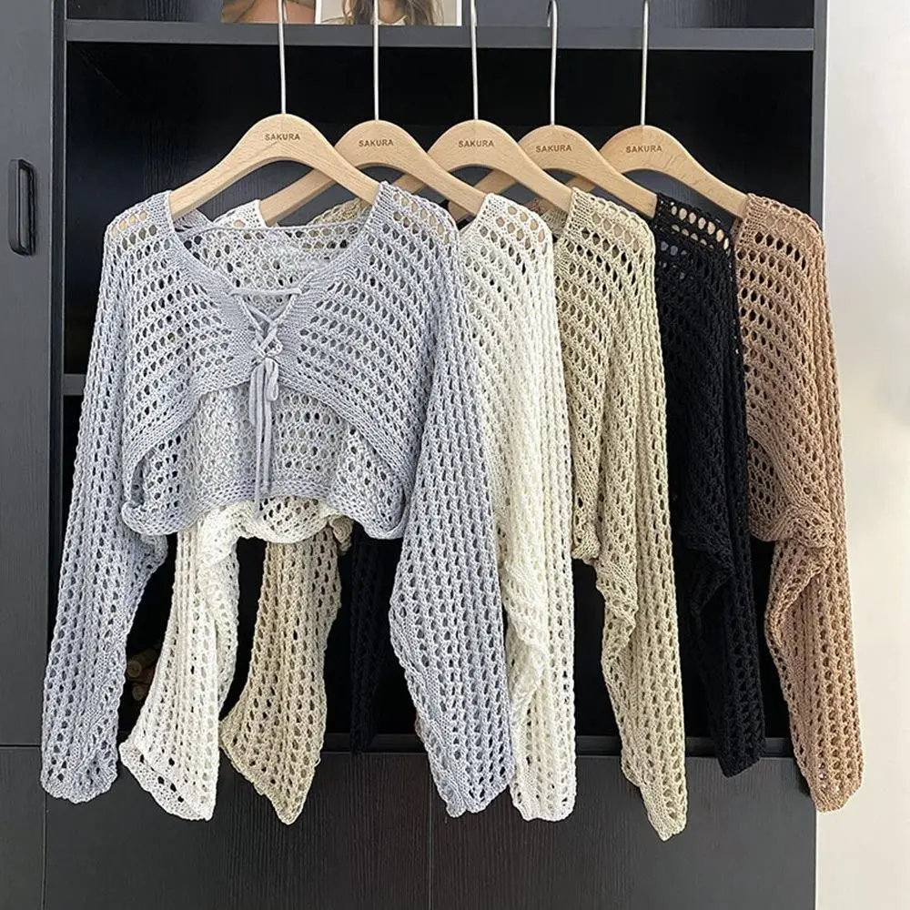 Summer Hollow Out Sunscreen Cardigan Short Style Loose Knitted Cardigan Sun-protection Breathable Sun Protection Coat for Women
Summer Hollow Out Sunscreen Cardigan Short Style Loose Knitted Cardigan Sun-protection Breathable Sun Protection Coat for Women