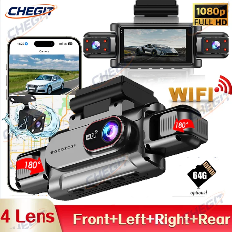 Автомобильный видеорегистратор с 4 объективами 1080P, 360-градусный видеорегистратор с 4-канальным передним правым и левым задним видом, дополнительные камеры, автомобильный аксессуар
Автомобильный видеорегистратор с 4 объективами 1080P, 360-градусный видеорегистратор с 4-канальным передним правым и левым задним видом, дополнительные камеры, автомобильный аксессуар