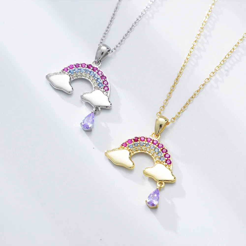 S925 sterling silver diamond inlaid rainbow necklace, sweet cloud colored zircon pendant, collarbone chain for women
S925 sterling silver diamond inlaid rainbow necklace, sweet cloud colored zircon pendant, collarbone chain for women