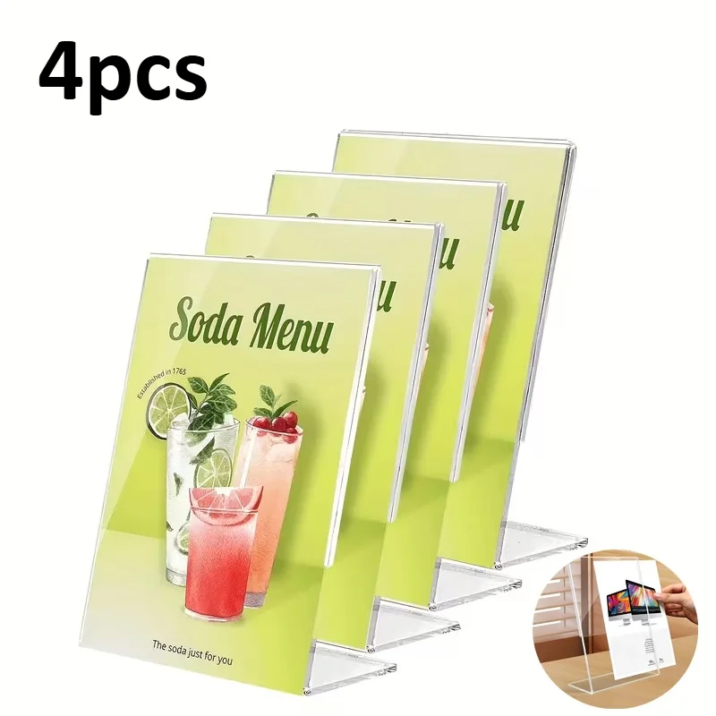 4 Pack Acrylic Sign Holder, Transparent Display Stand for Brochures & Posters, Modern Vertical Plastic Frame for Office Supplies
4 Pack Acrylic Sign Holder, Transparent Display Stand for Brochures & Posters, Modern Vertical Plastic Frame for Office Supplies