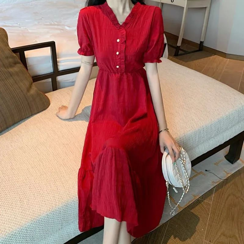 2023 Summer Elegant Red Dress Women's Clothing Summer Dresses Temperament Short Sleeve V-neck Party Dress d120
2023 Summer Elegant Red Dress Women's Clothing Summer Dresses Temperament Short Sleeve V-neck Party Dress d120