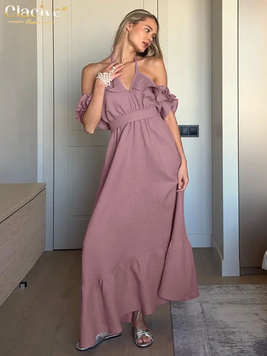 Clacive Summer Loose Pink Cotton Women's Dress 2025 Sexy Halter Sleeveless Ankle Length Dresses Elegant High Waist Female Dress
Clacive Summer Loose Pink Cotton Women's Dress 2025 Sexy Halter Sleeveless Ankle Length Dresses Elegant High Waist Female Dress