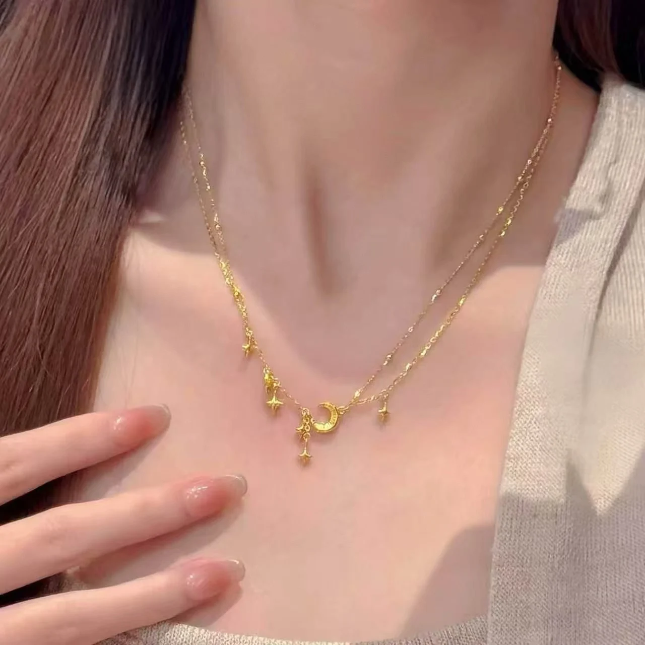 "Shajin Liujin Song Moonlight Starry Necklace Double-Layer Crescent Starburst Tassel Clavicle Chain Niche Light Luxury"
"Shajin Liujin Song Moonlight Starry Necklace Double-Layer Crescent Starburst Tassel Clavicle Chain Niche Light Luxury"