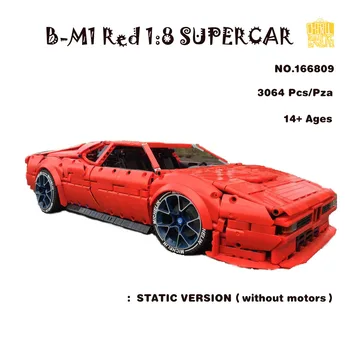 MOC-166809 B-M1-Red 1:8 슈퍼카 모델, PDF 드로잉 빌딩 블록 벽돌, 어린이 DIY 장난감, 생일 크리스마스 선물