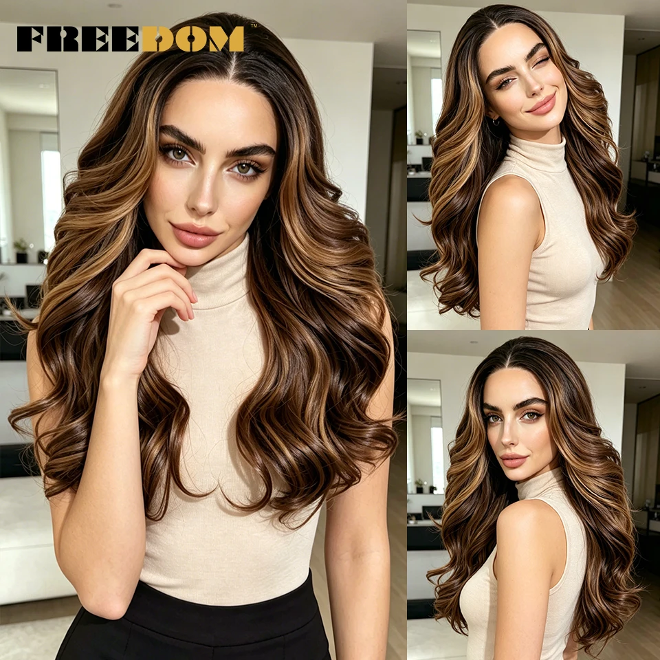 FREEDOM13x4 Free Part Body Wave Synthetic Lace Front Wigs For Women 20" Pre Plucked Ombre Brown Blonde Highlight Daily Party Wig
FREEDOM13x4 Free Part Body Wave Synthetic Lace Front Wigs For Women 20" Pre Plucked Ombre Brown Blonde Highlight Daily Party Wig