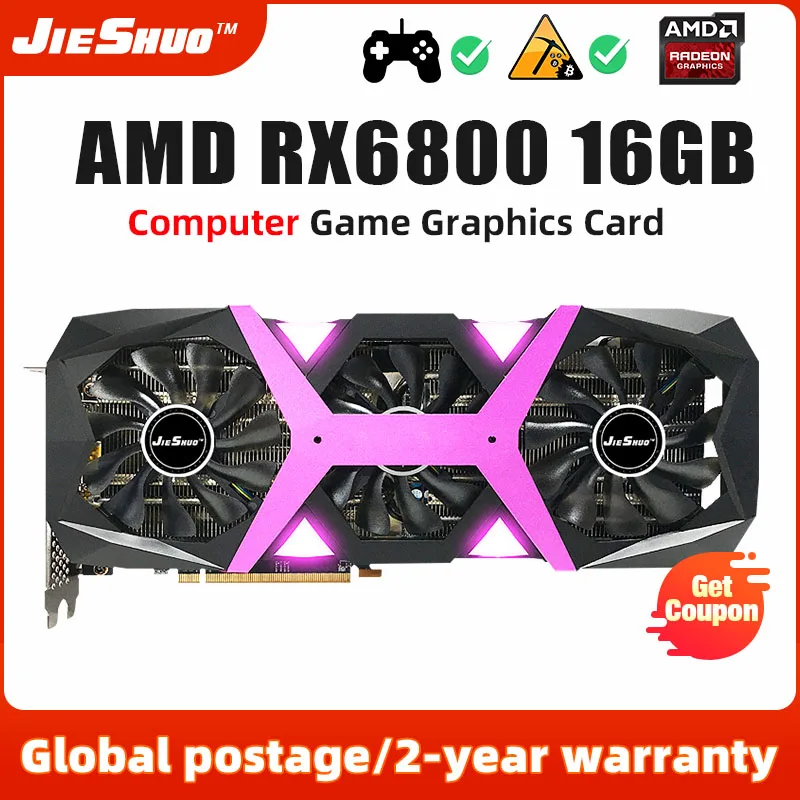 Игровая видеокарта JIESHUO AMD RX 6800, 16 ГБ, esports, GDDR6 256BIT GPU rx6800 16 Гб для компьютера, настольного ПК, видео, офиса 6800rx
Игровая видеокарта JIESHUO AMD RX 6800, 16 ГБ, esports, GDDR6 256BIT GPU rx6800 16 Гб для компьютера, настольного ПК, видео, офиса 6800rx