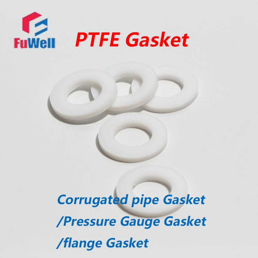 Fuwell 10pcs PTFE Flat Gasket PTFE Flange High Temperature Resistant Mechanical Sealing Ring for Pipe Fitting 18*45*3~89*138*3mm
Fuwell 10pcs PTFE Flat Gasket PTFE Flange High Temperature Resistant Mechanical Sealing Ring for Pipe Fitting 18*45*3~89*138*3mm