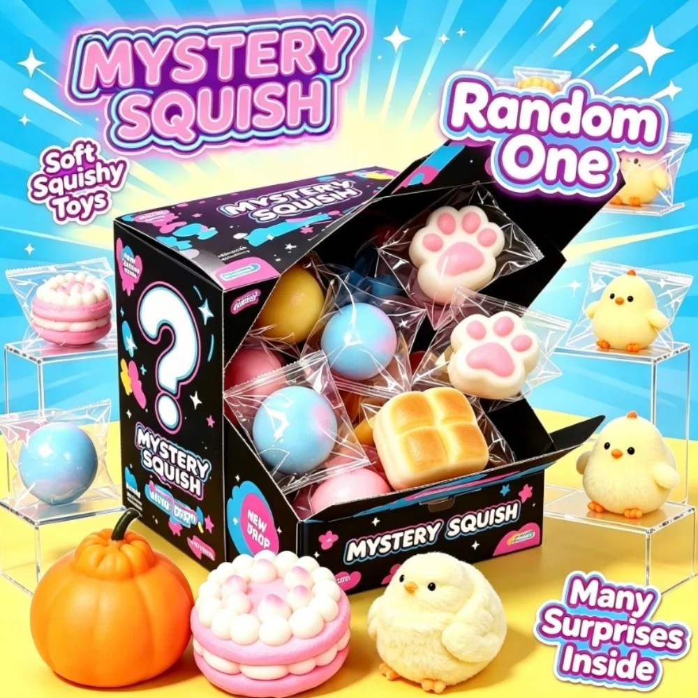 Random Mystery Squishy Blind Box Single, Multiple Mixed Designs Soft Slow Rebound Squeeze Toy, Surprise Stress Relief Collectible Gift for Holiday Rewards
Random Mystery Squishy Blind Box Single, Multiple Mixed Designs Soft Slow Rebound Squeeze Toy, Surprise Stress Relief Collectible Gift for Holiday Rewards
