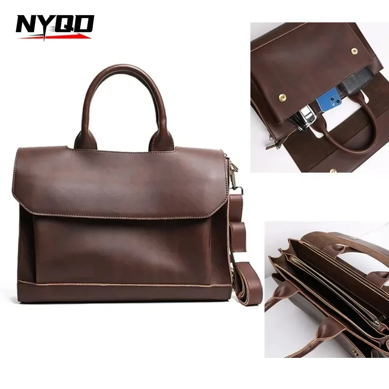 Vintage PU Leather Briefcase For Men Large Capacity Business Laptop Bags Removable Shoulder Strap Crossbody Handbags
Vintage PU Leather Briefcase For Men Large Capacity Business Laptop Bags Removable Shoulder Strap Crossbody Handbags