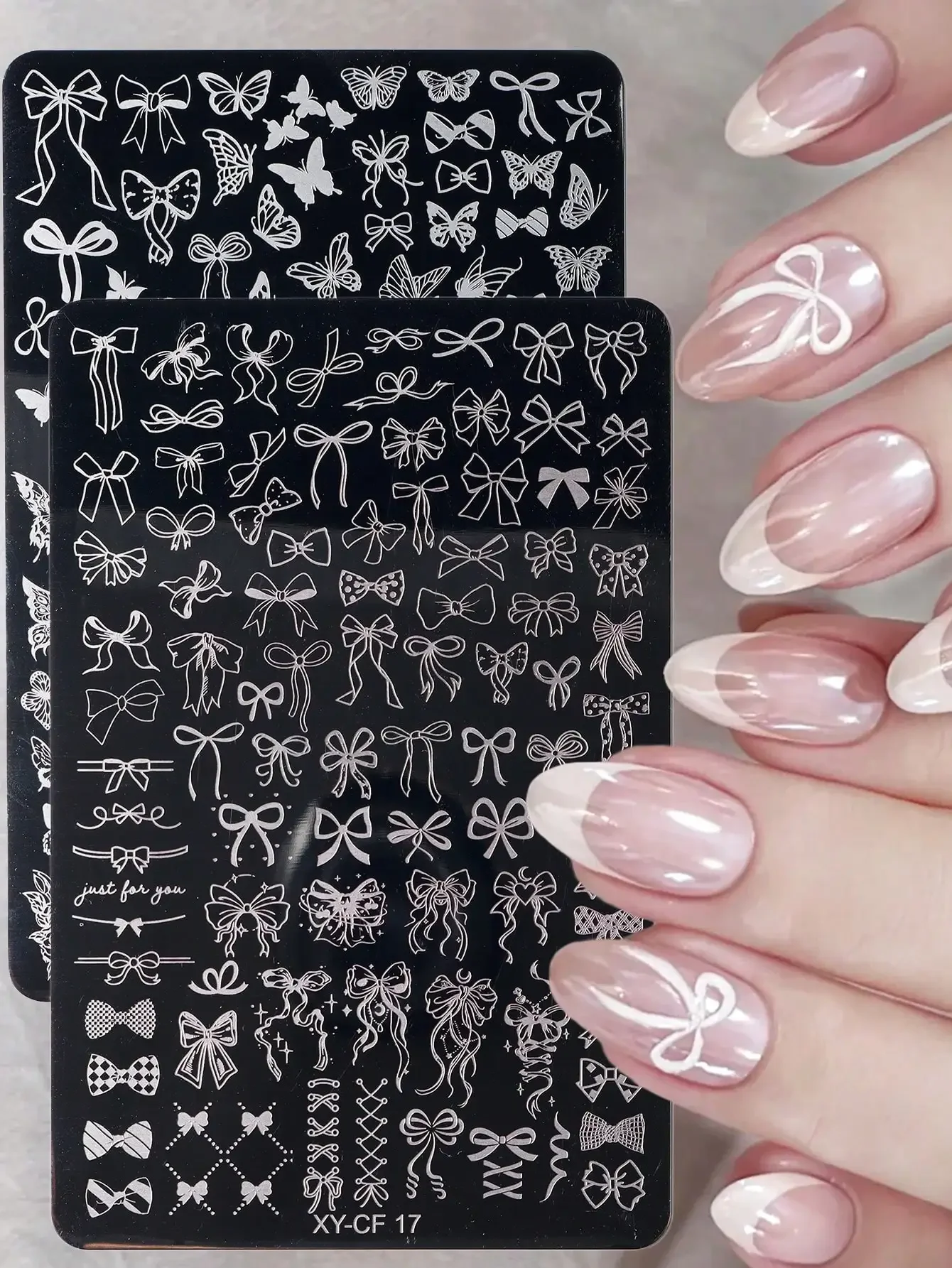 Kawaii Bow Pattern Nail Stamping Plate Rose Butterfly Leaf Nail Art Plate For Stamping, Heart Star Moon Lace Floral Stamping Nails Stencil Templates Transfer Printing Mold Manicure Tools
Kawaii Bow Pattern Nail Stamping Plate Rose Butterfly Leaf Nail Art Plate For Stamping, Heart Star Moon Lace Floral Stamping Nails Stencil Templates Transfer Printing Mold Manicure Tools