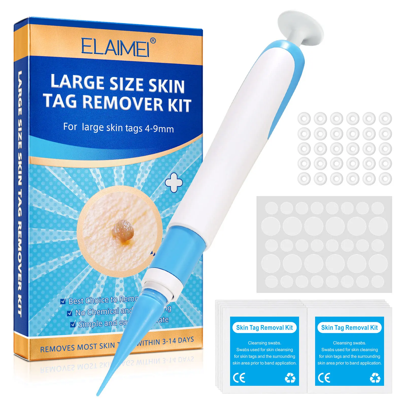 Auto Large Size Skin Tag Removal Kit For Large Skin Tags 4-9mm With Cleansing Swabs Home Use Face Skin Care Tool
Auto Large Size Skin Tag Removal Kit For Large Skin Tags 4-9mm With Cleansing Swabs Home Use Face Skin Care Tool