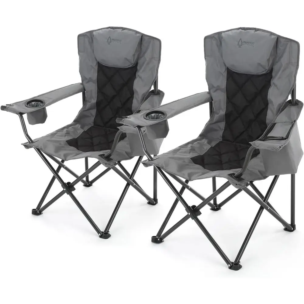 2-Pack Folding Camping Quad Chairs with 6-Can Cooler, Cup & Wine Glass Holders, Heavy-Duty Bag, Padded Armrests, Supports 550lbs
2-Pack Folding Camping Quad Chairs with 6-Can Cooler, Cup & Wine Glass Holders, Heavy-Duty Bag, Padded Armrests, Supports 550lbs