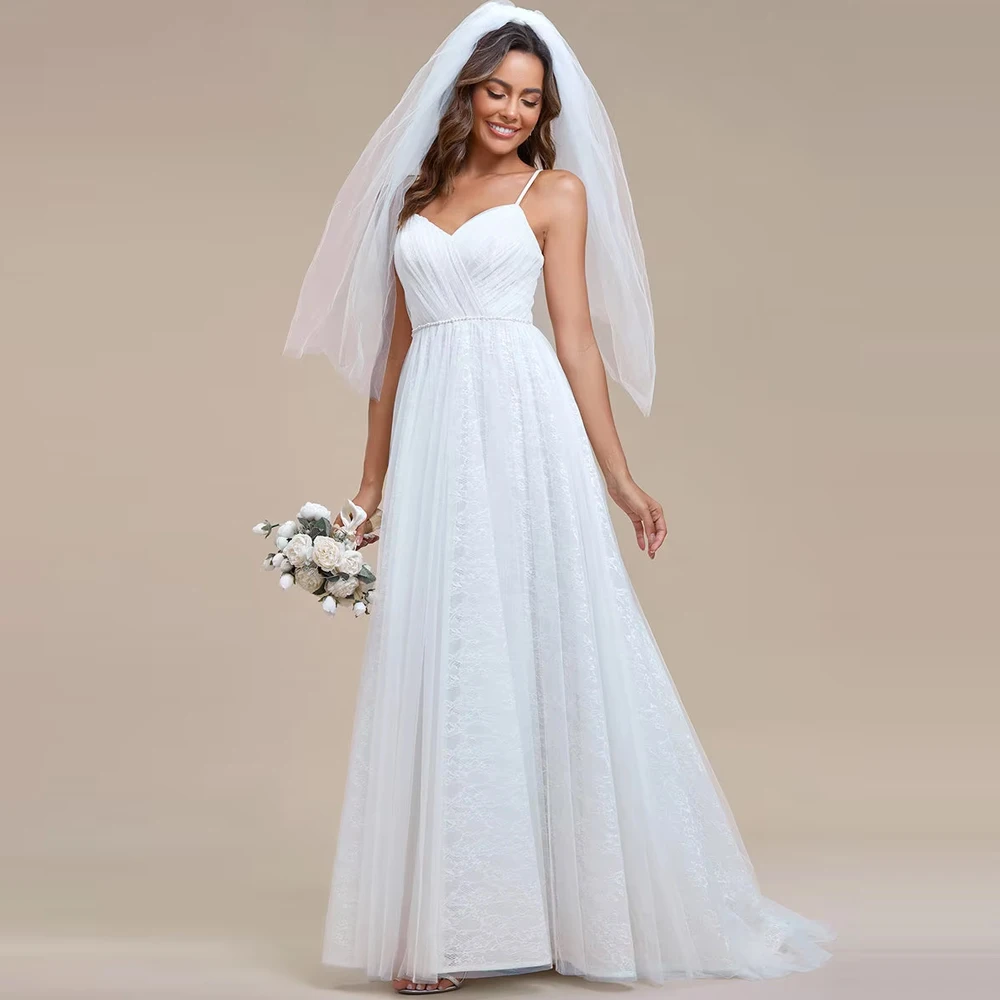 BAZIIINGAAA Elegant Spaghetti Straps Lace Mesh Wedding Dresses
BAZIIINGAAA Elegant Spaghetti Straps Lace Mesh Wedding Dresses