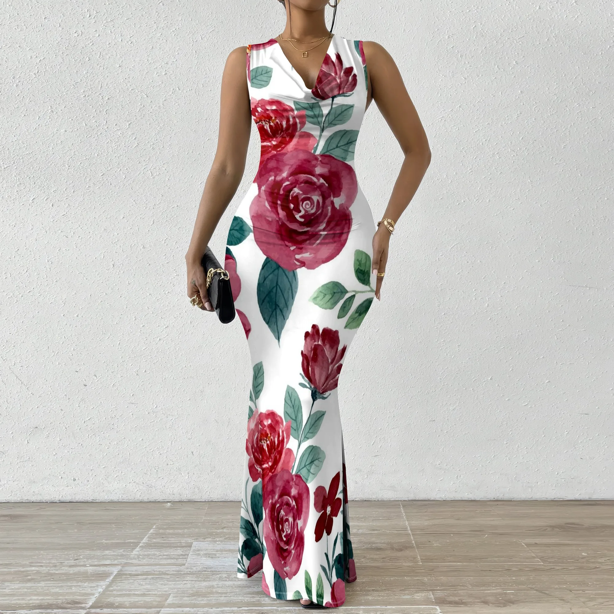 Elegant Women's Red Floral Maxi Dress - Summer V-Neck Sleeveless Slim Fit Gown - Ideal for Valentine's & Party Wear XS-2XL
Elegant Women's Red Floral Maxi Dress - Summer V-Neck Sleeveless Slim Fit Gown - Ideal for Valentine's & Party Wear XS-2XL