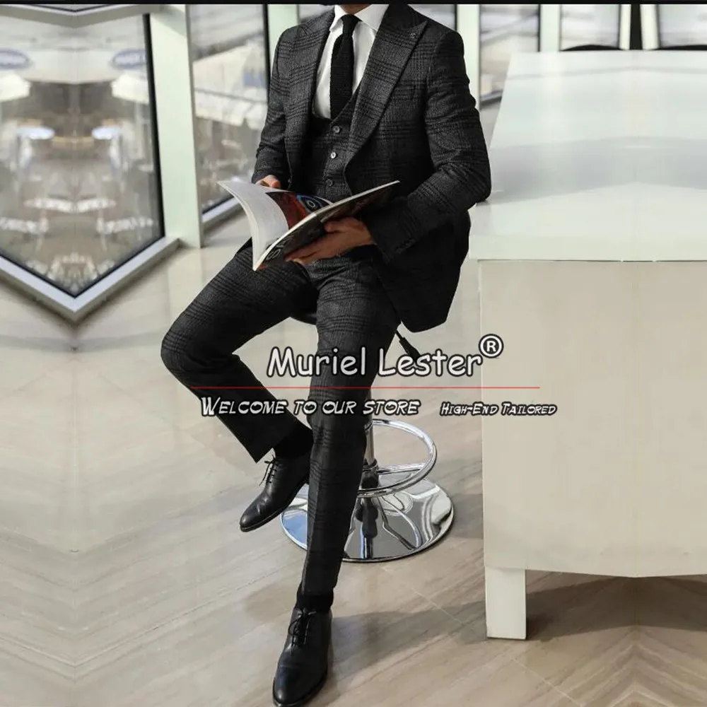 Classic Man Grey Plaid Check Suit 3 Pieces Business Office Blazer Sets Custom Made Jacket Vest Pants Groom Wedding Tuxedos 2024
Classic Man Grey Plaid Check Suit 3 Pieces Business Office Blazer Sets Custom Made Jacket Vest Pants Groom Wedding Tuxedos 2024