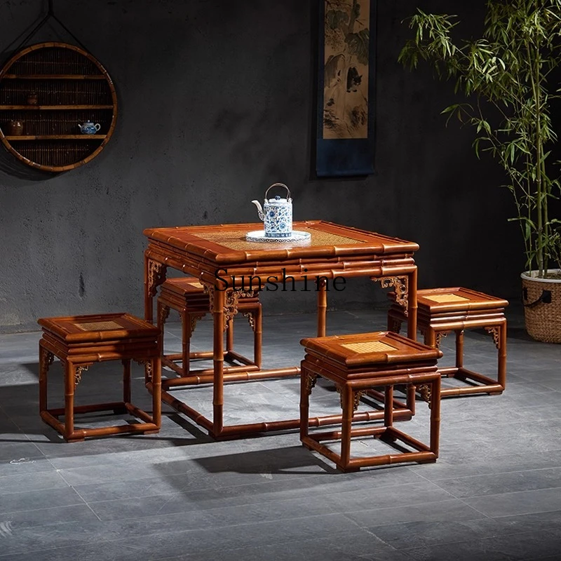 New Chinese Eight Immortals Table Square Table Tea and Meal Dual-purpose Ming-style Dragon Bamboo Table
New Chinese Eight Immortals Table Square Table Tea and Meal Dual-purpose Ming-style Dragon Bamboo Table