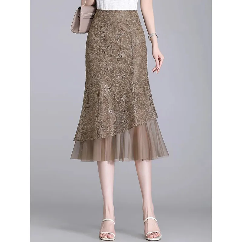 Lace Stitching Skirt Women's Summer New Comfortable Bag Hip Mesh Skirt High Waist Slim Long Solid Color Printing One-Step Skirt
Lace Stitching Skirt Women's Summer New Comfortable Bag Hip Mesh Skirt High Waist Slim Long Solid Color Printing One-Step Skirt