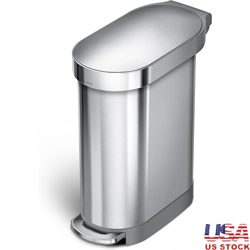 Slim Hands-Free Kitchen Trash Can 45L Step Pedal Stainless Steel Quiet Close Fingerprint Proof Odor Control Trash Bin
Slim Hands-Free Kitchen Trash Can 45L Step Pedal Stainless Steel Quiet Close Fingerprint Proof Odor Control Trash Bin