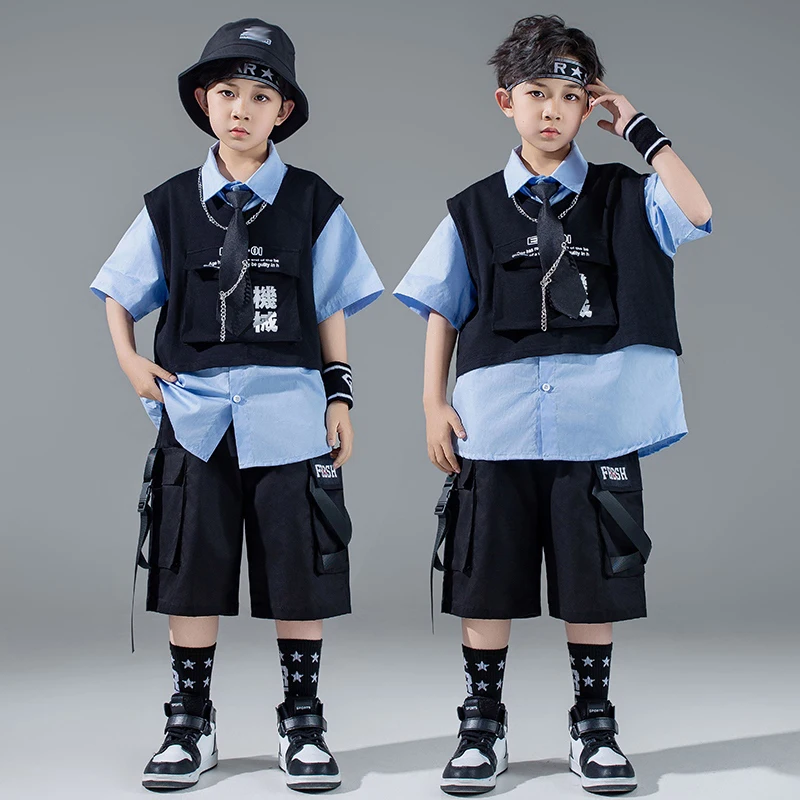 Fashion Street Dance Costume Boys Blue Shirt Black Shorts Hip Hop Stage Outfit Children Jazz Dancing Show Performance Wear 3389
Fashion Street Dance Costume Boys Blue Shirt Black Shorts Hip Hop Stage Outfit Children Jazz Dancing Show Performance Wear 3389