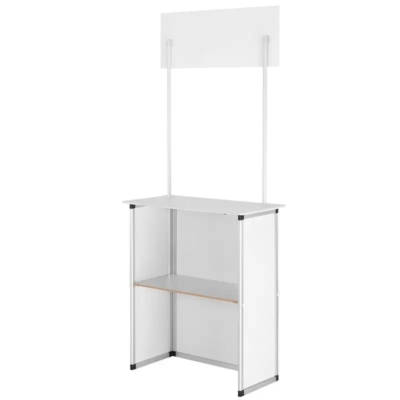 Portable trade show counter, 78.5 × 38 × 181.5 cm, exhibition stand, foldable promotional retail bar table, reception stand with storage shelf and carrying bag
Portable trade show counter, 78.5 × 38 × 181.5 cm, exhibition stand, foldable promotional retail bar table, reception stand with storage shelf and carrying bag