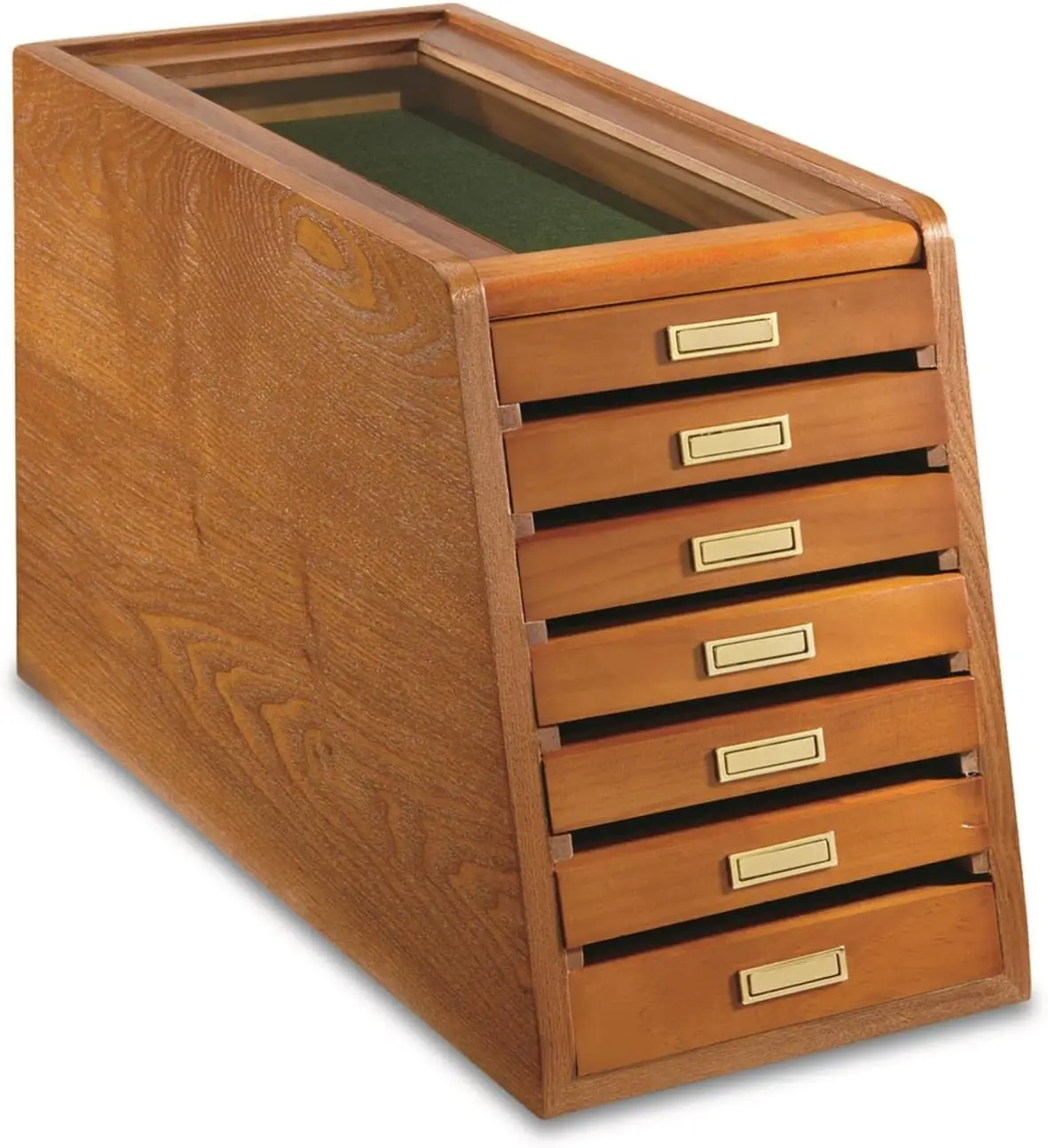 7-Drawer Wooden Display Case for Collectibles with Glass Top and Felt Lining
7-Drawer Wooden Display Case for Collectibles with Glass Top and Felt Lining