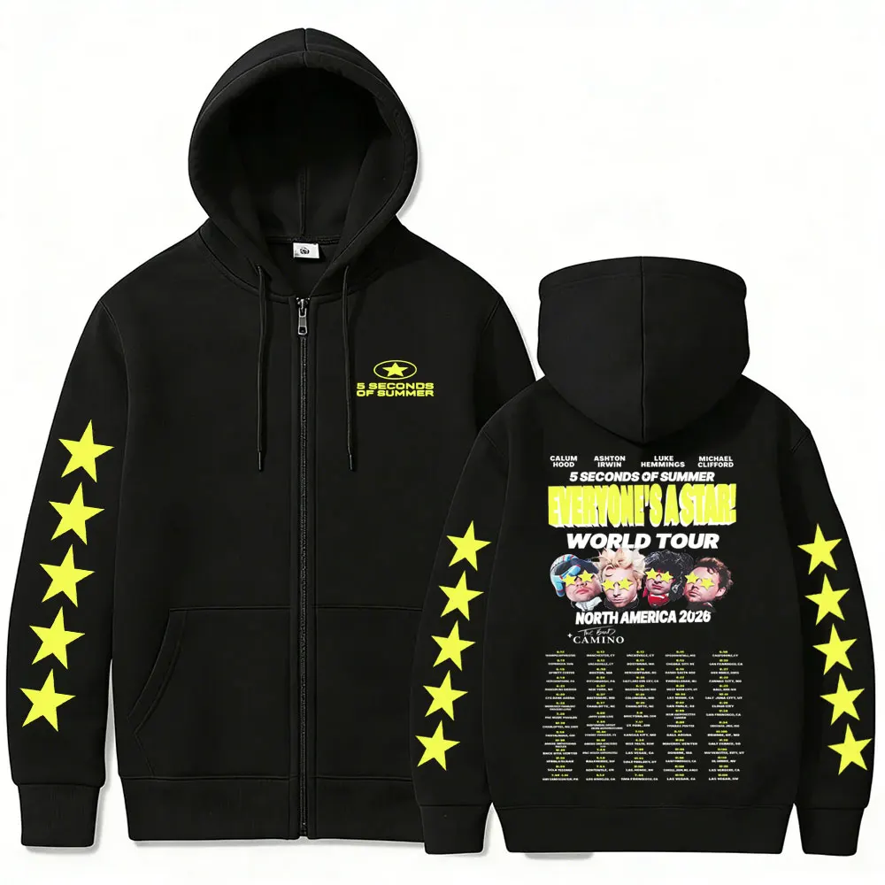 5 Seconds of Summer Everyone's A Star World Tour 2026 Zipper Hoodie Men's Women Vintage Punk Rock Oversized Zip Up Jacket Coat
5 Seconds of Summer Everyone's A Star World Tour 2026 Zipper Hoodie Men's Women Vintage Punk Rock Oversized Zip Up Jacket Coat