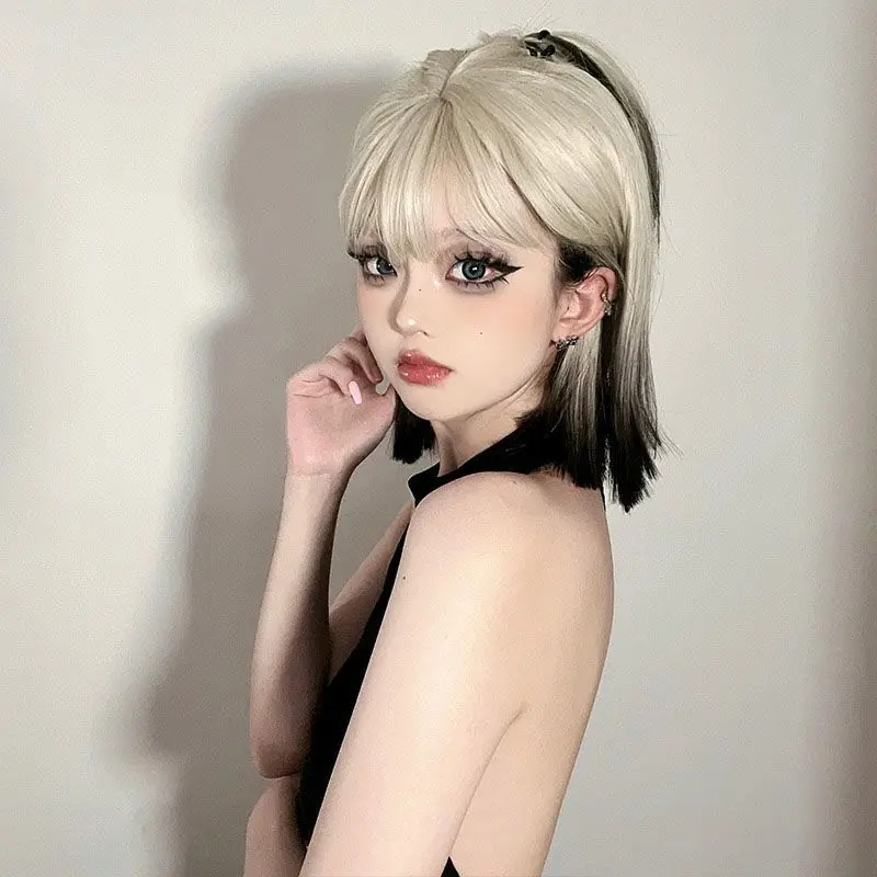 Synthetic Short Bob Wig Full Head Gradient Bangs Platinum To Black Straight Lolita Style for Cosplay Party Daily Wear
Synthetic Short Bob Wig Full Head Gradient Bangs Platinum To Black Straight Lolita Style for Cosplay Party Daily Wear