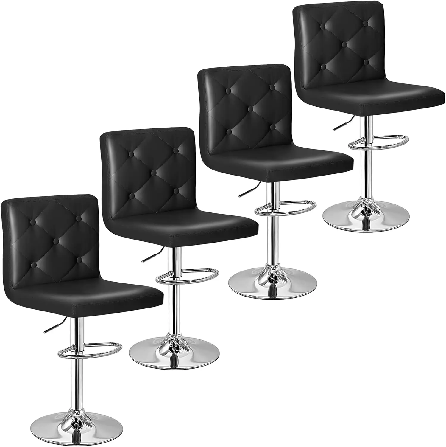 Bar Stools Set of 4, Modern PU Leather Adjustable Bar Stools with Back, 360° Swivel Bar Height Stools
Bar Stools Set of 4, Modern PU Leather Adjustable Bar Stools with Back, 360° Swivel Bar Height Stools