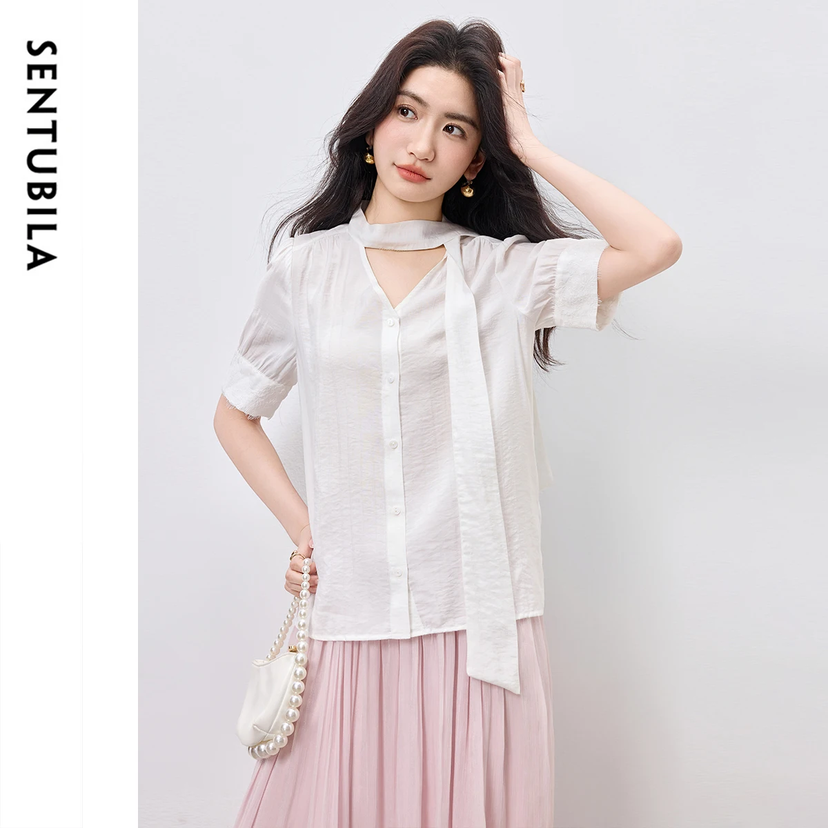 SENTUBILA Chiffon Ribbon Women Summer Shirt 2025 Sweet Patchwork Lace Short Sleeve Commuting White Blouses Luxury Tops 152V59132
SENTUBILA Chiffon Ribbon Women Summer Shirt 2025 Sweet Patchwork Lace Short Sleeve Commuting White Blouses Luxury Tops 152V59132
