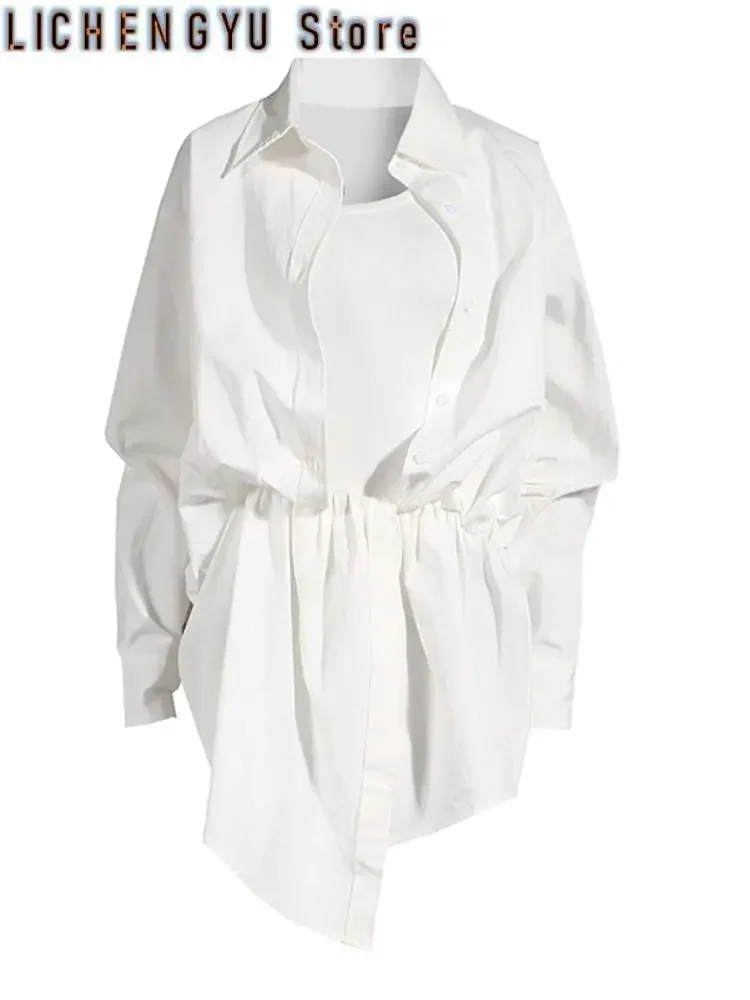 Women White Irregular Knot Split Big Size Dress New Lapel Long Sleeve Loose Fit Fashion Spring Summer
Women White Irregular Knot Split Big Size Dress New Lapel Long Sleeve Loose Fit Fashion Spring Summer
